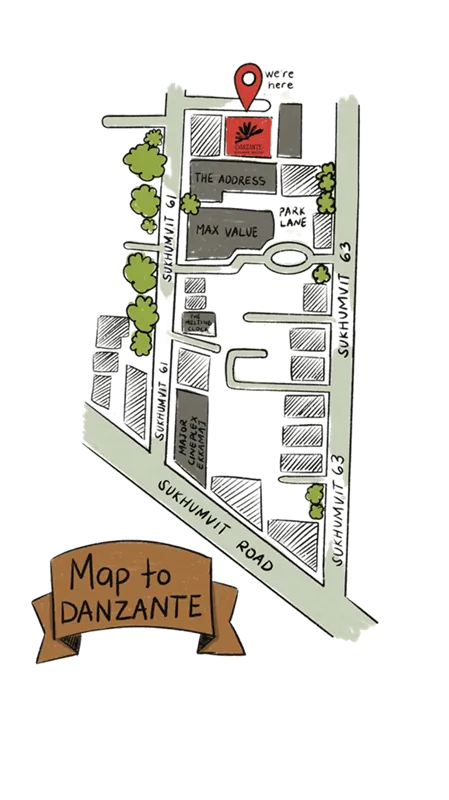 Map showing how to get to Danzante on Sukhumvit 61, Bangkok
